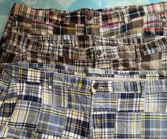 Lot 3 Roundtree & Yorke Madras Shorts 42 x 10 Blue Multicolor Plaid Patchwork  | eBay Casual Plaid Patchwork Bottoms, Fitted Plaid Cotton Bottoms, Fitted Plaid Cotton Shorts, Short Outfits, Mens Accessories, Plaid, Mens Outfits, Things To Sell, 10 Things