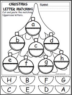 christmas letter matching printable worksheet for kids to practice their handwriting and numbers