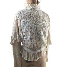 Antique Edwardian Handmade Lace Bodice Blouse Victorian Flowers Vintage Top | eBay Lace Long Sleeve Tops For Daywear, Lace Top With Long Sleeves For Daywear, Lace Long Sleeve Tops For Day Wear, Lace Top With Long Sleeves For Daytime, Vintage Lace Top For Fall, Vintage Lace Tops For Fall, Vintage Lace Tops For Spring, Cream Lace Tops For Daywear, High Neck Lace Blouse