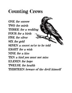 a poem written in black and white with a crow on it