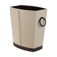 a white and black trash can on a white background