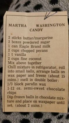 a recipe for marshmallow candy sitting on top of a table