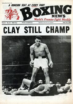 the front page of boxing news showing clay still champ