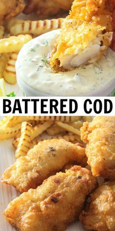 two pictures with different types of food and the words battered coder on them