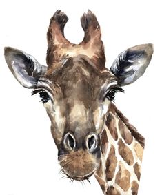 a painting of a giraffe's face and neck