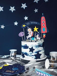 Outer Space Cake Toppers 7ct | The Party Darling Space Cupcakes, Space Themed Birthday, Rocket Party, Space Party Decorations, Galaxy Party, Galaxy Cake, Fest Temaer, Astronaut Birthday, Space Theme Party