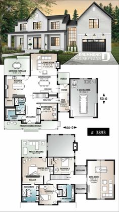 the floor plan for this modern house is very large and has lots of space to put in