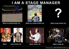 a series of images with the words, i am a stage manager and what do they mean?