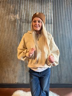 Cocoa go-to beanie that is soft and feels light while keeping you warm. Cozy Oversized Sweaters, Oversized Sweater, Instagram Followers, Stay Warm, Quarter Zip, In Style, Cocoa, Zip Ups