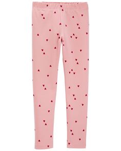 Designed with allover hearts, these easy on leggings are super stretchy and adorable, too. Heart Leggings, Carter Kids, Pink Kids, Stretch Leggings, Girls Leggings, Kids Pants, Pink Leggings, Mini Fashion, Shop Clothing