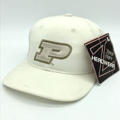 PURDUE UNIVERSITY Boilers Hat Cap Boilermakers Wool size 6 7/8 Embroidered P logo NEW with tag non-adjustable The ZEPHYR Graf-X DH color: khaki, cream, ivory Officially Licensed Collegiate Product #Purdue #Boilers #Boilermakers #Zephyr #collegehat #Purduehat #Boilershat College Hats, P Logo, Purdue University, Driving Gloves, Logo New, Ball Caps, Sports Teams