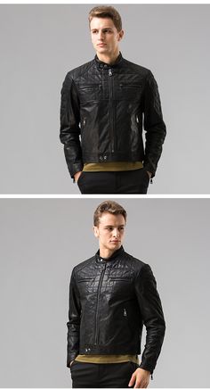 This motorcycle bomber jacket is bound to make you look fashionable. It's a winter biker coat that is designed with full sleeves, a solid pattern and a contrast color style. The adorable jacket for men is crafted using the full pelt technic to form a standard thickness and a solid pattern. It has a convenient zipper closure and more zippers for decoration.

Specifications
Gender: MEN
Outerwear Type: Leather & Suede
Material: Pigskin
Clothing Length: REGULAR
Sleeve Length(cm): Full
Thickness: STA Urban Long Sleeve Biker Jacket For Motorcycling, Long Sleeve Leather Jacket For Biker Events, Urban Long Sleeve Biker Jacket For Outdoor, Long Sleeve Biker Leather Jacket For Outdoor, Moto Biker Jacket With Padded Collar, Urban Outerwear For Biker Events In Winter, Moto Style Winter Outerwear With Padded Collar, Winter Moto Outerwear With Padded Collar, Winter Moto Style Outerwear With Padded Collar