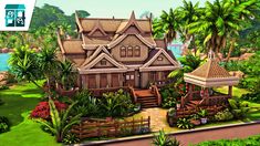 New Speed Build! 🌴🤍 I built a Generations Family Home, using the new #TheSims4ForRent expansion pack! 🪷 📍 Koh Sahpa, Tomarang 🐅 Tomarang House The Sims 4, Sims 4 Tomarang, Thesims4 Houses, Home The Sims 4, Sims Home, House Reference, Bloxburg Exterior