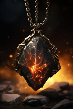 an image of a piece of jewelry with fire coming out of it