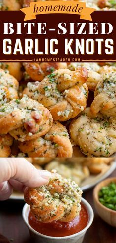 homemade bite - sized garlic knots are the perfect appetizer for any party