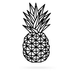 a black and white image of a pineapple with geometric lines on the bottom half