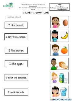 an english worksheet with pictures and words to describe what food is in it