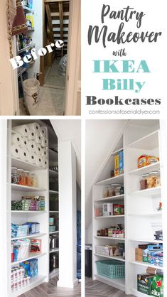 pantry makeover with ikea billy bookcases