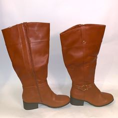 New Without Box Size: 11 Color: Chestnut Or Light Brown Has Red Tint Round Toe Side Zip Up Enclosure Approximate Measurements See Pictures Ships Same Day Or Next Business Day No Trades, Holds Or Low Balling Please M8 Brown Synthetic Boots With Flat Heel, Brown Synthetic Flat Heel Boots, Brown Wide Calf Synthetic Boots, Scott Brown, Crocs Boots, Brown Knee High Boots, Black Suede Ankle Boots, Black Riding Boots, Size 11 Heels