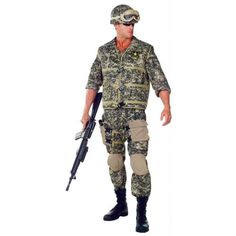 Costumes For All Occasions UR29395T U.S. Army Ranger Dlx Teen Camo Costume, Thigh Pouch, Military Costume, 50's Costume, Us Army Rangers