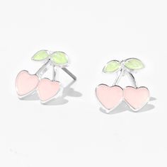 Look cheerful in cherries in these adorkable studs. The silver-tone designs have heart-shaped cherries that change colors and are covered in glitter.UV color change Finish: Silver-tone Closure: Post back Material: Metal - Claire's Color Change Glitter Cherry Heart Stud Earrings Claire’s Earrings, Neon Tattoo, Tattoo Choker Necklace, Studded Earrings, Piercing Kit, Enamel Stud Earrings, Cherry Earrings, Silver Mermaid, Best Friend Necklaces