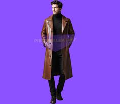 Product Description: Discover the perfect blend of timeless style and modern craftsmanship with our Men's Brown Leather Trench Coat from PrimmaaLeather. This luxurious coat is meticulously crafted from premium genuine leather, providing both warmth and an undeniable style statement. Perfect for the discerning gentleman, this coat is designed to elevate your outerwear collection. Features: Premium Leather: Made from 100% genuine brown leather, offering a rich, supple texture that improves with ag Leather Pea Coat For Business In Fall, Fall Leather Pea Coat For Business, Winter Business Outerwear With Leather Lining, Leather Outerwear With Lapel Collar For Business, Classic Leather Pea Coat With Button Closure, Business Long Brown Coat, Single Breasted Long Leather Coat, Formal Winter Outerwear With Leather Lining, Single Breasted Leather Long Coat