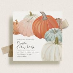 a card with pumpkins on it