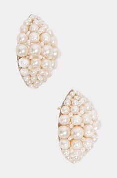 Elegant Uma Earrings with pearl clusters Long Weekend Getaways, Place Making, Lavender Brown, Stud Design, Katie May, Tony Bianco, Pearl Stud Earrings, Bridal Shop, Cynthia Rowley