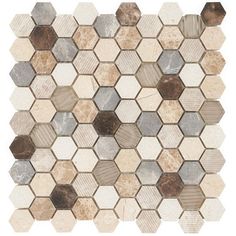 an image of a tile pattern with hexagons on the bottom and brown, white