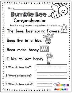 worksheet for reading the bumble bee