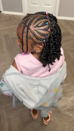 Little African American Girl Hairstyles Natural Hair, Lil Kids Braiding Hairstyles, Braided Kids Hairstyles Black, Cute Black Kids Hairstyles, Cute Natural Hairstyles For Kids, Toddler Braids With Beads, Girls Braids Black Kids, Toddler Hairstyles Girl African American