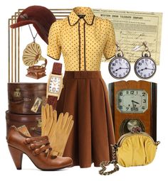 "Secret of the Old Clock" by larkspurlane ❤ liked on Polyvore featuring Jamie Young, Chicwish, Elgin, HermÃ¨s, Crown Vintage, vintage, artdeco and nancydrew 30s Birthday, Librarian Style, Old Clock, Jacques Fath, Dressy Casual Outfits, Jamie Young, Crown Vintage, Nancy Drew