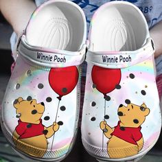 Winnie The Pooh Like Balloons Rainbow White For Kids And Adults Winnie The Pooh Pattern, Winnie The Pooh Cartoon, Crocs Crocband, Crocs Clogs, Soft Slippers, Summer Sneakers, Red Balloon, Mesh Shoes, Clogs Shoes