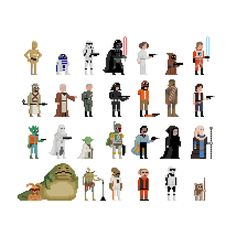 star wars pixel art is shown in the style of pixel art, including characters from different films