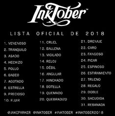 the official lineup for inktober's 2013 tour is shown in black and white