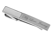 "This engraved two tone silver tie clip can be personalized with a name, date or monogrammed initials. Our high quality engraved tie clips make great wedding favors for your groomsman and best man. All of our high quality tie clips are precision laser engraved by our expert team of engravers with a very quick turnaround time. Stainless Steel Silver Two Tone Tie Clip Dimensions: 2.25\" x 0.25\" Elegant Black Leatherette Gift Box Included How To Send Engraving Instructions: When you are ready to o Personalized Tie Clip, Different Font Styles, Tie Bar Clip, Personalized Tie, Silver Tie, Bar Wedding, Groomsmen Gift, Tie Clips, Gifts For My Boyfriend