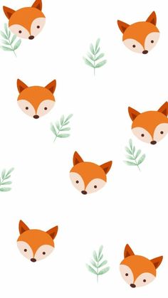 a pattern with foxes and leaves on it