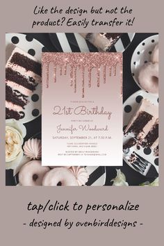 a birthday party flyer with donuts and cake