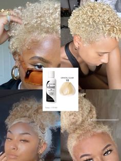 Dyed Blonde Hair Black Women, Bleaching Hair At Home Black Women, Blonde Patch Curly Hair, Adore Hair Dye Black Women, Dyed Afro, Blonde Hair Dye Ideas, Blonde Dyed Hair, Afro Hair Dye, Mixing Hair Color