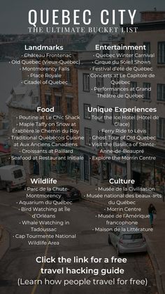 the ultimate guide to quebec city in new york, usa infographical