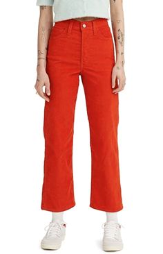 Levis Ribcage, Rib Cage, Corduroy Pants, Parachute Pants, Poppies, Orange, Pants, Trousers