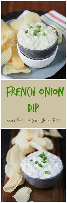 the french onion dip recipe is ready to be eaten and served with chips on the side