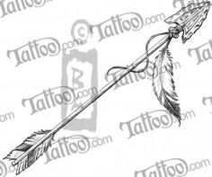 a drawing of an arrow with feathers attached to it's end, on a white background