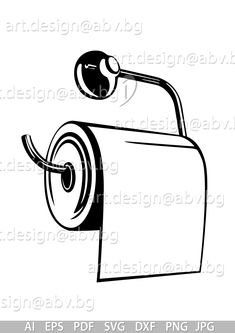 a black and white drawing of a roll of toilet paper with the lid up on it