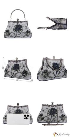 BirdinBag – Chic Embroidered Beaded Evening Bag with Floral Accents and Top Handle – Bird in Bag Elegant Silver Embroidered Bags, Evening Handheld Shoulder Bag With Floral Embroidery, Handheld Floral Embroidered Shoulder Bag For Evening, Handheld Floral Embroidery Shoulder Bag For Evening, Handheld Floral Embroidery Evening Shoulder Bag, Elegant Floral Embroidered Shoulder Bag For Parties, Beaded Handheld Bags For Events, Handheld Beaded Bags For Events, Party Embroidered Silver Bag