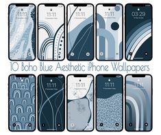 the 10 blue aesthetic iphone wallpapers are all lined up in different styles and sizes