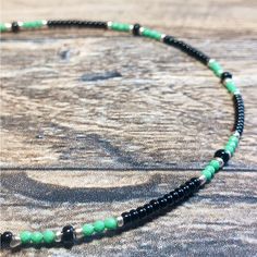 Beautiful Handmade Ankle Bracelet With Black, Turquoise And Silver Beads. Casual Green Jewelry With Black Beads, Green Beaded Anklets With Round Beads, Black Round Beads Anklets For Beach, Adjustable Green Single Strand Beaded Bracelets, Adjustable Single Strand Green Beaded Bracelets, Handmade Ankle Bracelets, Ar Accessories, Blush Makeup, Rain And Snow Boots