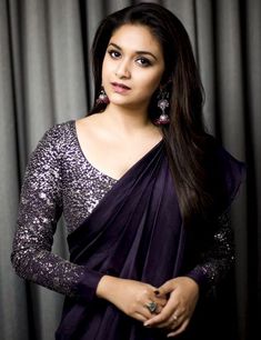 Keerthi Suresh, Style Marocain, Indian Sari Dress, Keerthy Suresh, Indian Saree Blouses Designs, Saree Blouse Designs Latest, Designer Saree Blouse Patterns, Stylish Blouse Design