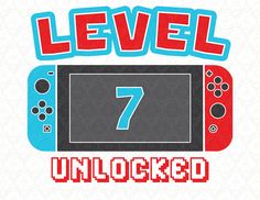 the words level 7 unlocked are displayed in front of an image of a video game console