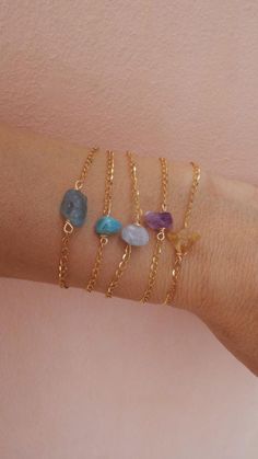 Crystal Jewelry Diy, Aquamarine Bracelet, Raw Crystal Jewelry, Bracelet Minimalist, Bracelet Dainty, Dainty Bracelet, Diy Wire Jewelry, Handmade Wire Jewelry, Minimalist Bracelet